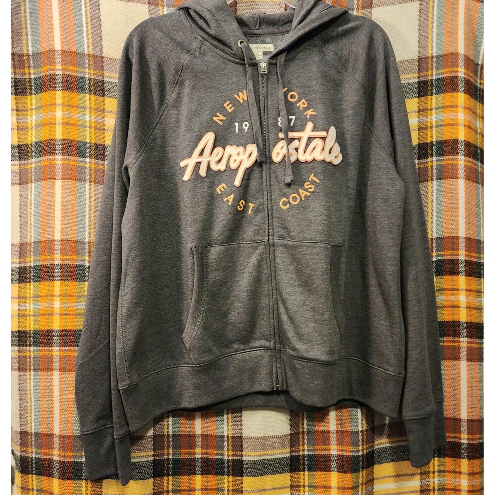 Aeropostale Gray Zip Up Sweater Hoodie. NWT